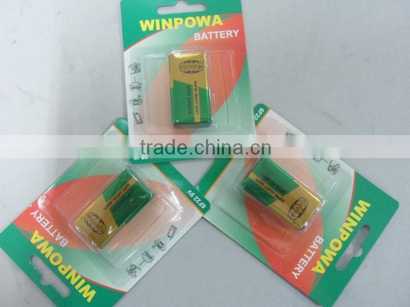 hot selling 9v carbon zinc battery 6f22