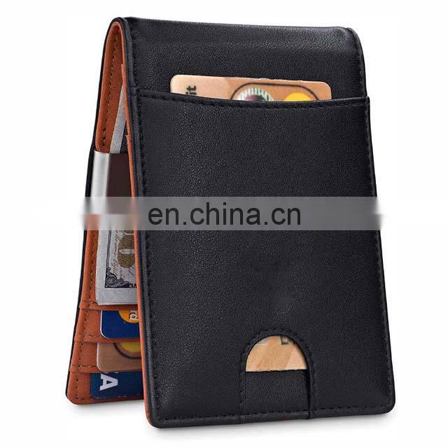 2021 Hot Selling Minimalist Slim Rfid Genuine Leather Wallet Genuine