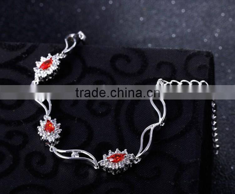 Casual Style Jewelry Fashion Flower Charms Platinum Plated Brass Jewelry Bracelet