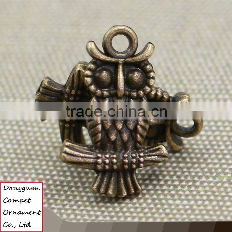 DIY zinc alloy jewelry ancient bronze owl pendant
