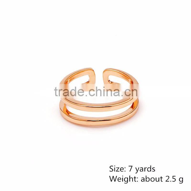 Fahsion Minimalist 2 Layered Rose Gold Rhodium Plated Cuff Wrap Band Rings