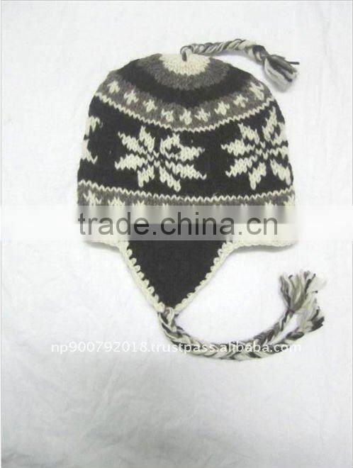 Hand Knitted Woolen Flower Hat