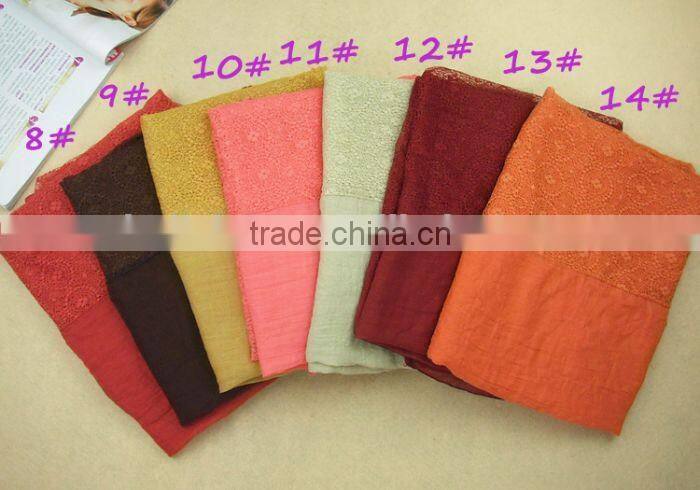 Wholesale Solid Color Cotton Linen Lace Fashion Ladies Scarf