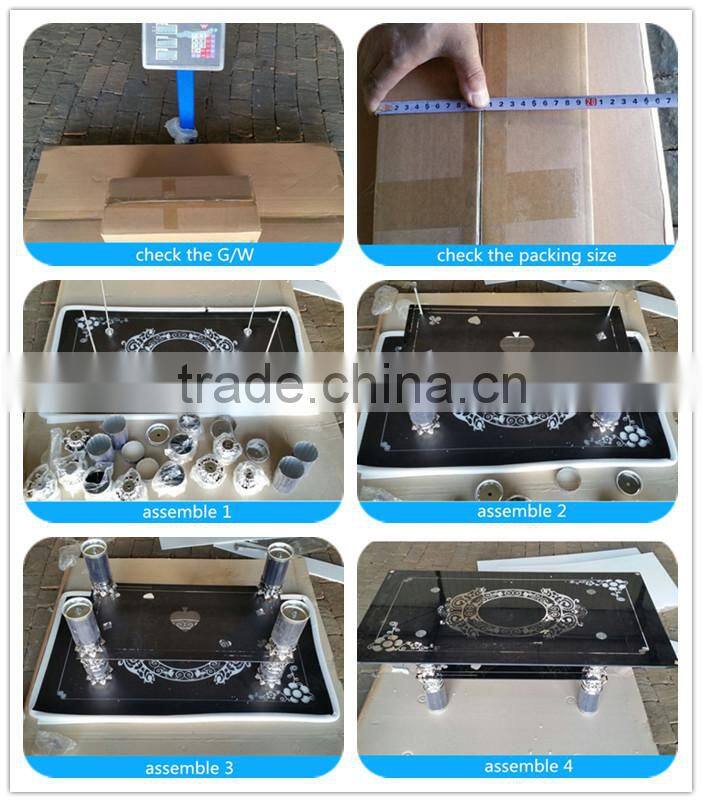 Hot sale clear Glass Living Room Cabinets 3 layer shelf unit