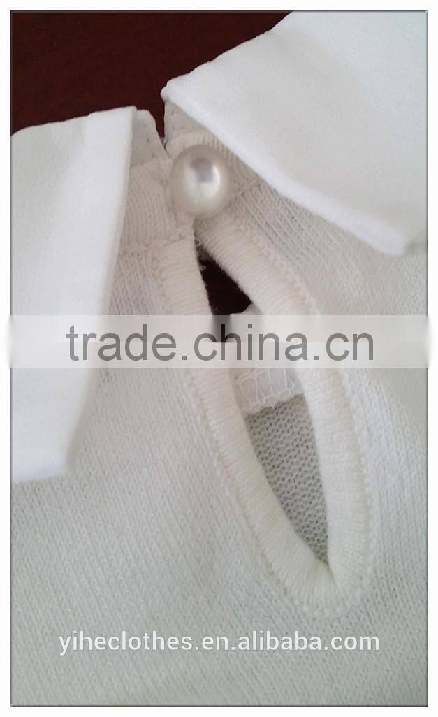 Fashion polo neck knitting wear short-sleeve sweater pullover