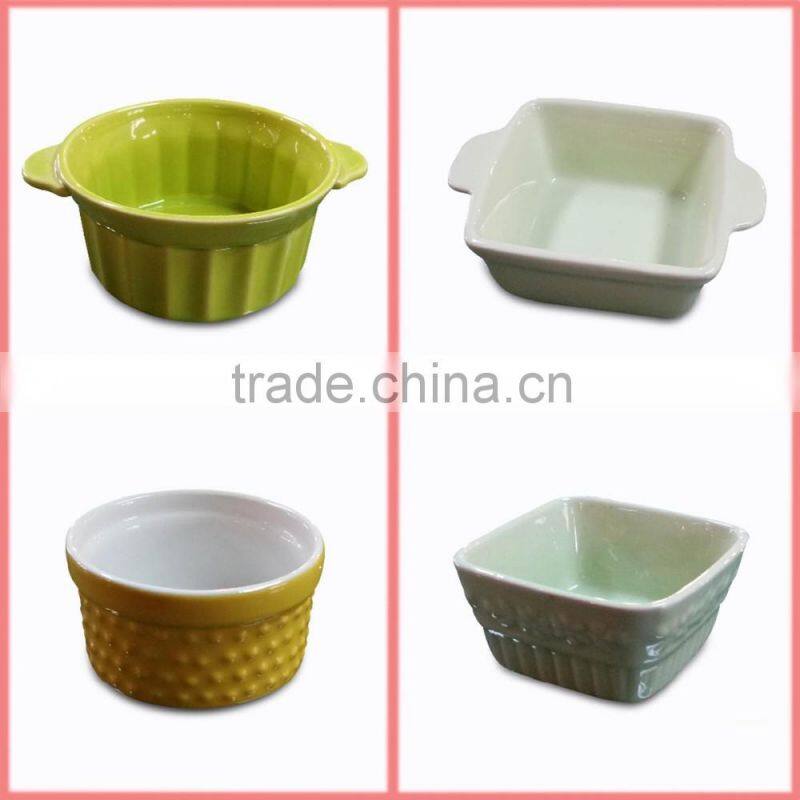 New Round Stoneware Ceramic Baking Dish With Handle