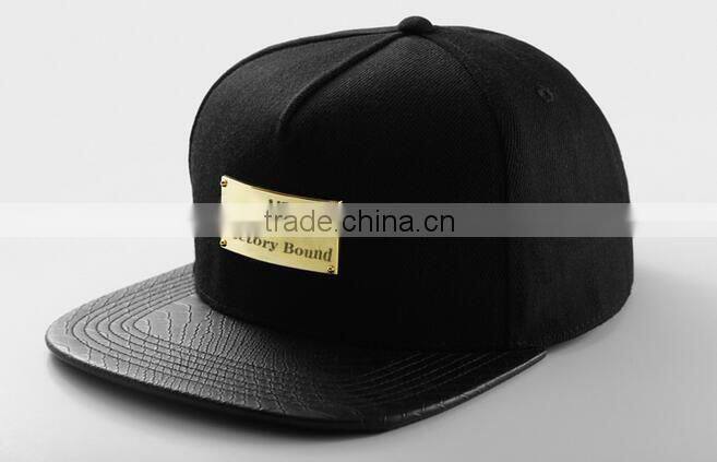 black metal logo 5 Panel snapback caps make your own snapback hats wholesale