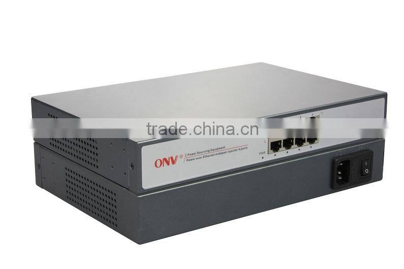 Best sall and god quality 4 gigabit port injector poe 15.4W per port for IP camera