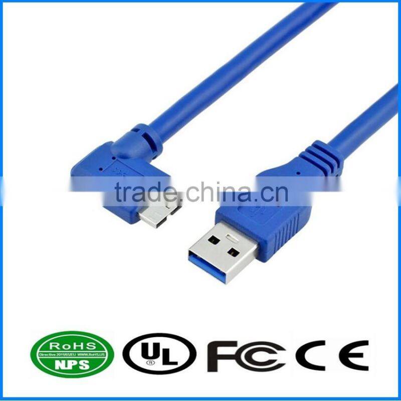 USB3.0 Cable AM To MicroB 90 Degree Data Cable Right Angle Plug Charging Cable