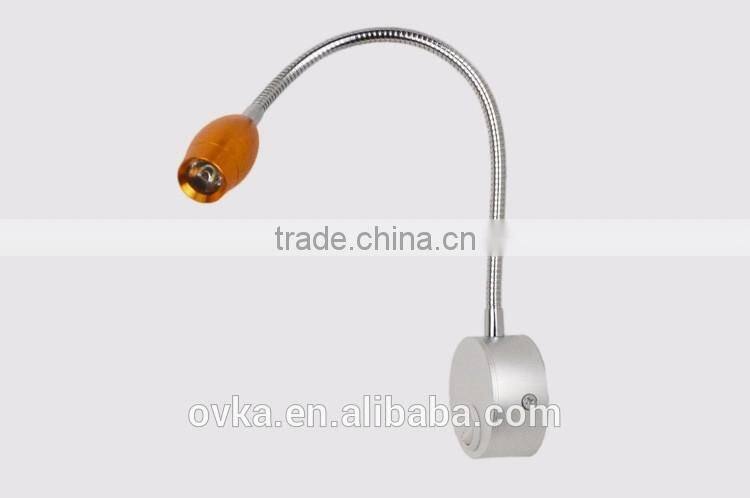 3W Hotel Reading Lamp LED wall light bedside reading lamp with flexible gooseneck on/off switch