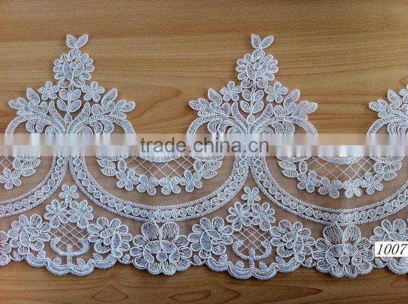 2015 new design cording lace trim/corded lace trimming for bridal dress