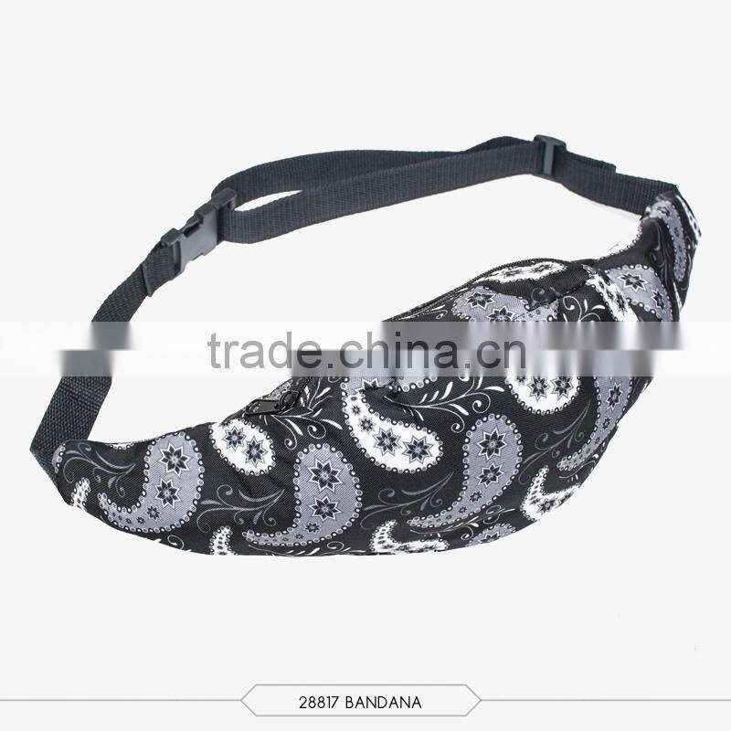 Factory wholesaler fashion fancy printed tropical sport waist bag for women summer