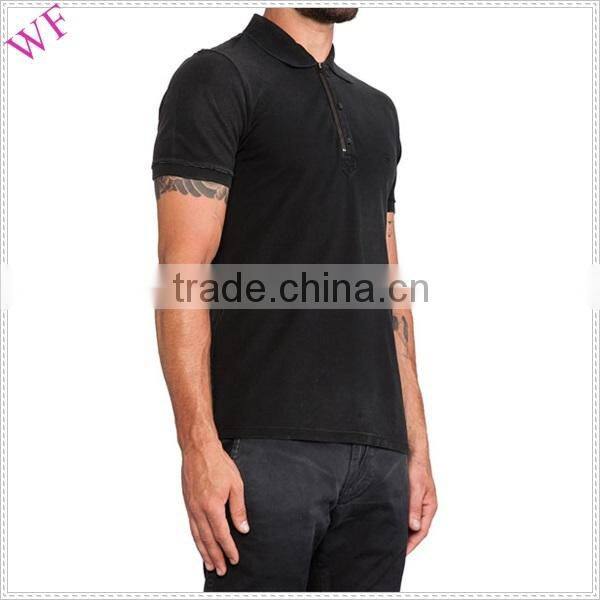 OEM PARTIAL FRONT BUTTON AND ZIP PLACKET POLO TWIN TIPPED POLO SHIRT FOR MEN