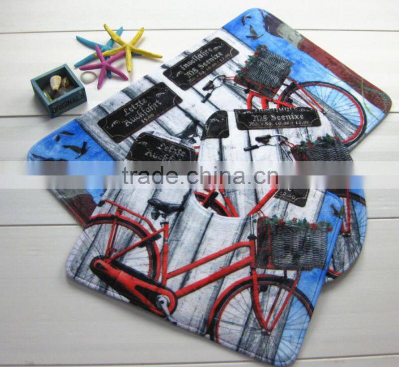 2015 New design 3D chenile bath mat 3 sets/printed mat 3sets/memory foam bath mat 3sets