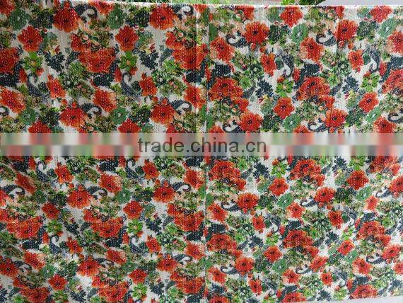 Handmade Kantha Quilt,Cotton Quilt India,Handstiched Floral Kantha Bedspread,Full Double Size Kantha Bedcover,Indian Kanthawork