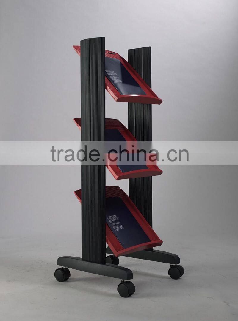 Mobile Literature Rack with Three Shelves