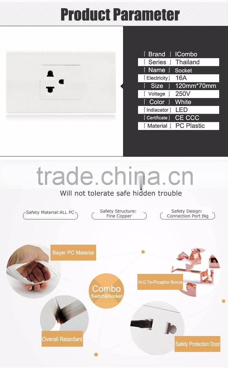 3 pin modern hotel desk 220v pdu electric wall british style flush mounted socket