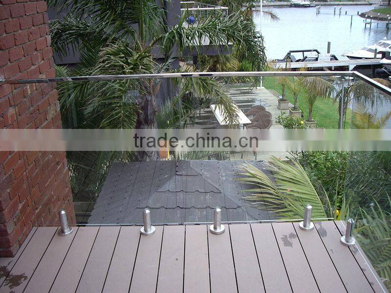 slotted mini top rail for 12mm laminated glass deck railing designs