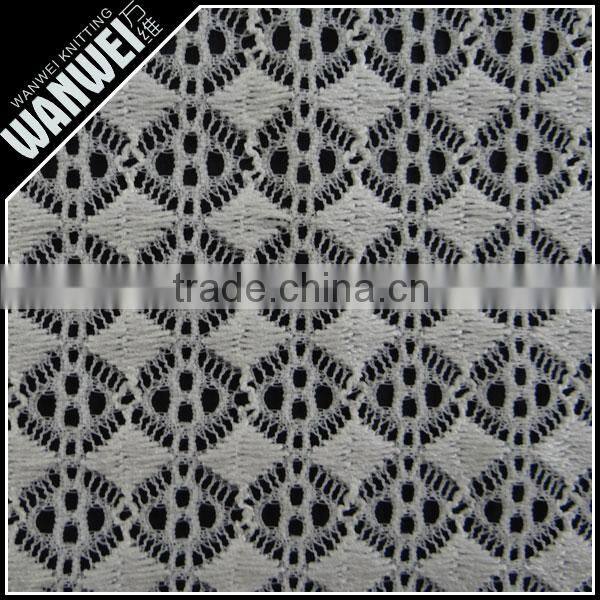 Diamond and dots crochet resilient hollow yarn fabric print customed color nylon spandex lace fabric for dress and skirts 5021