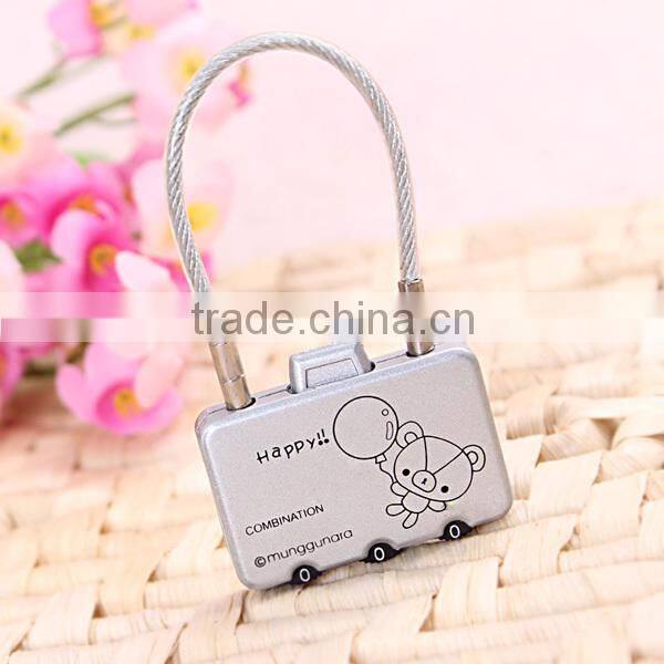Children gift fashion lock 3 digital clothes cable lock