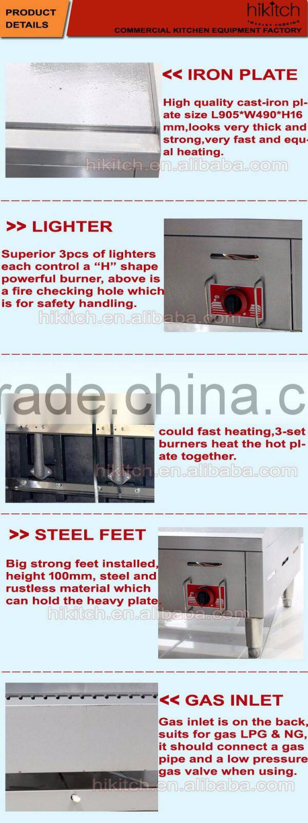 Stainless steel griddle for restaurant gas 36 griddle presto 3 burner big griddle