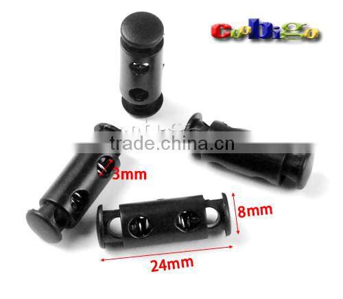 Elastic Rope Clamp Clip Cord Lock Stopper Symmetrical With 2 Holes For 3mm Dia. Strings Or Cord Paracord #FLS109