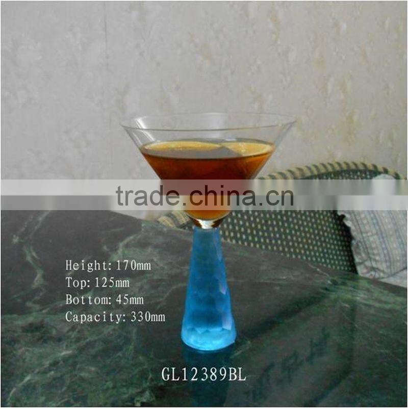 handmade blue color heavy stem design cocktail glasses