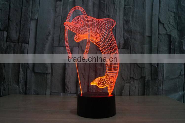 Lovely Dolphin 3D illusion Led Night Light Projection Baby Bedside Table Desk Lamp USB LED Electronic Gadget Decorative Lighting