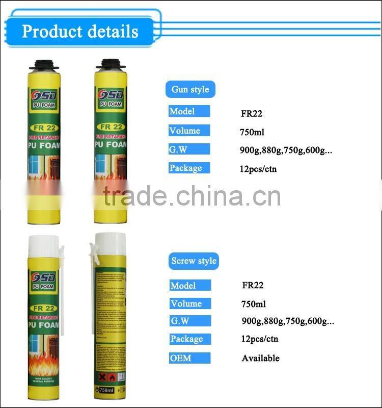 High performance light yellow 750ml polyurethane filler for cold weather use