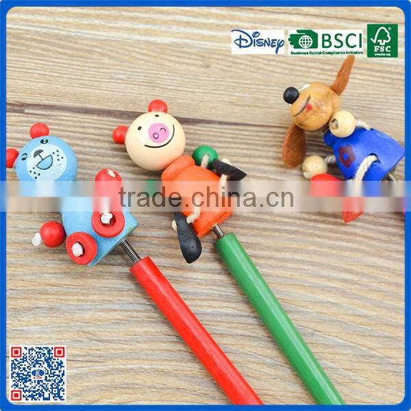 Wholesale high quality 7 inch wooden HB pencil with toy for children