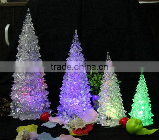 Led acrylic christmas tress battery operated flameless christmas tree paraffin wax light christmas vners for decoration