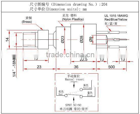 HVAC manual reset pressure switch (204)