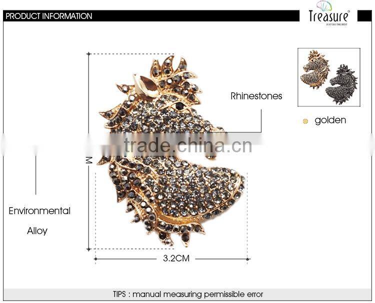 Wholesale Jewelry gun black and golden alloy Boar shape rhinestone brooch jewelry