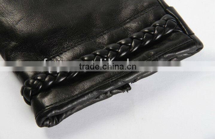 2013 ladies leather decorative pull cord glove