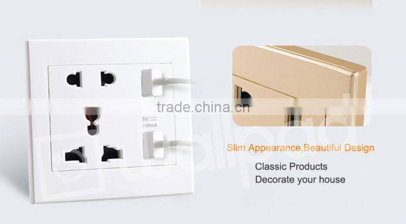 New Design Wallpad High Quality White PC110~250V Electrical Wall Socket with Usb Port USB Power Wall Lamp Light Socket EU UK
