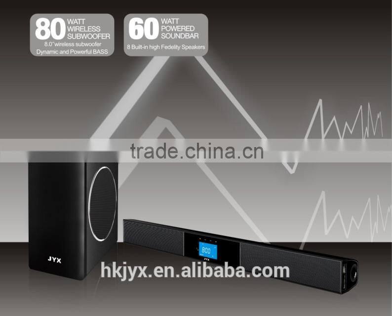 2015 Latest tv Bluetooth LED Soundbar with 2.4G Wireless Subwoofer