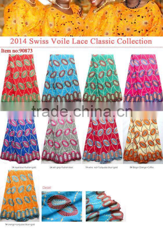 2014 Hot Selling High Quality Swiss Voile Lace For Clothing/African Quipure Lace Fabrics