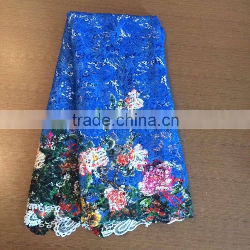 2016 Digital multi flower cord lace printing cord lace for garment