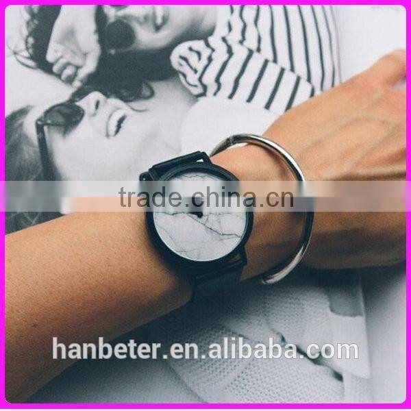 New 2016 handcrafted leather watch ladies top brand marble watch with japan movt