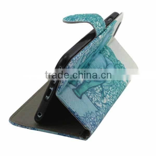 PU leather case for samsung galaxy S6 Edge,card holder case for samsung galaxy,elephant painting case for samsung