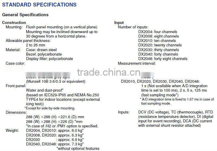 yokogawa paperless recorder temperature recorder DX2000