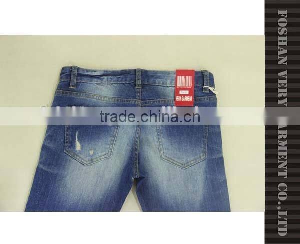 casual ladies jeans top design with heavy monkey wash