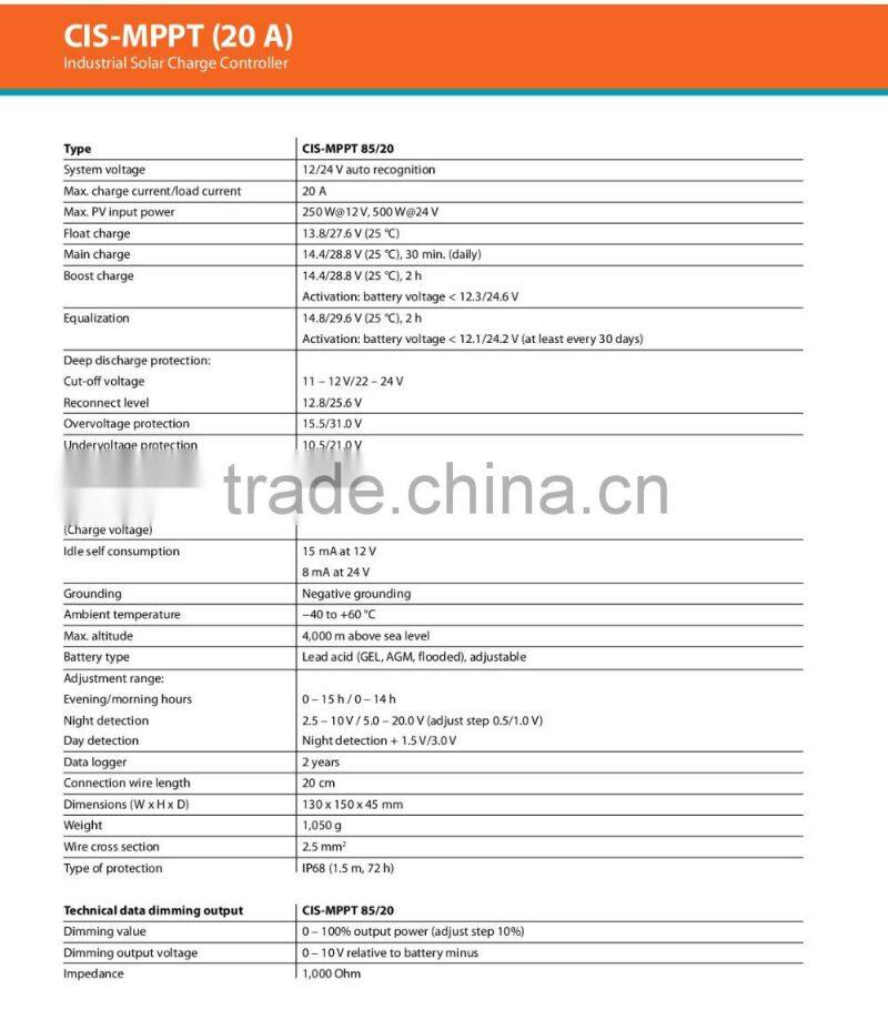 Phocos CIS MPPT 85/20A Solar charge Controller