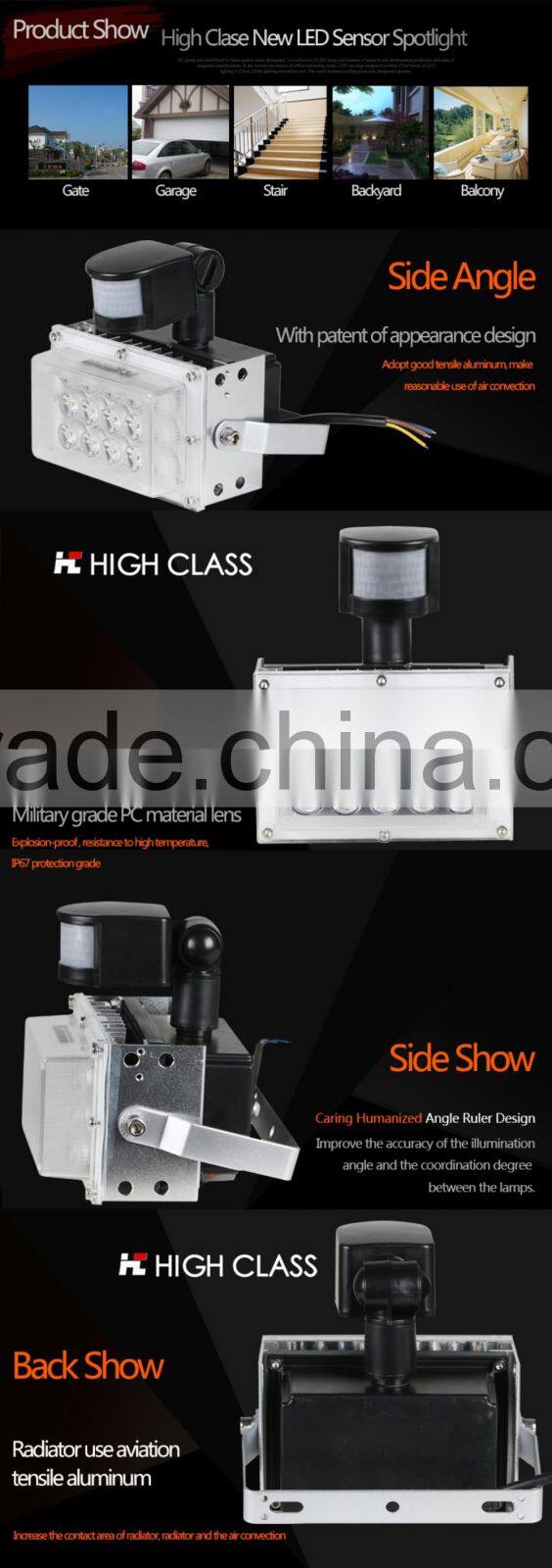 IP65 Outdoor Smart Light Infrared Microwave Sensor 30W 45W LED Spot Light Floodlight for Parking Lot Gate Garage Stair Lighting