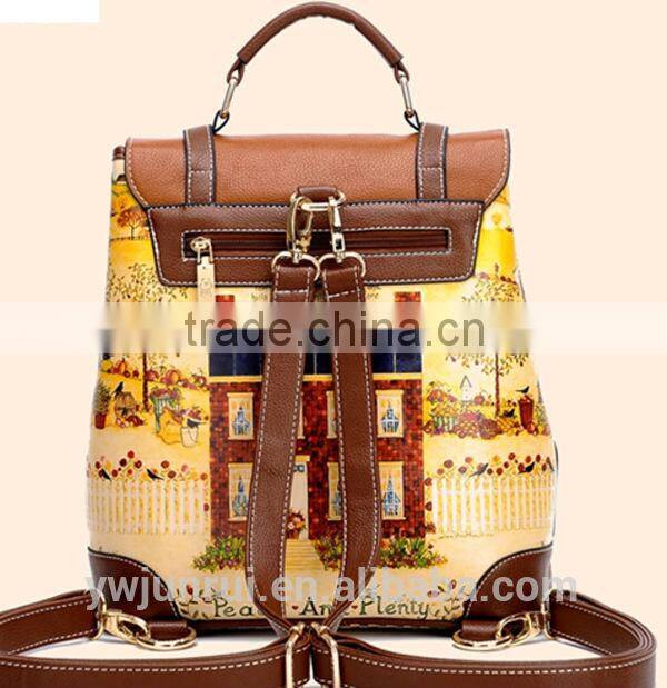 2015 New wholesale price lady fashion digital printing travel backpack