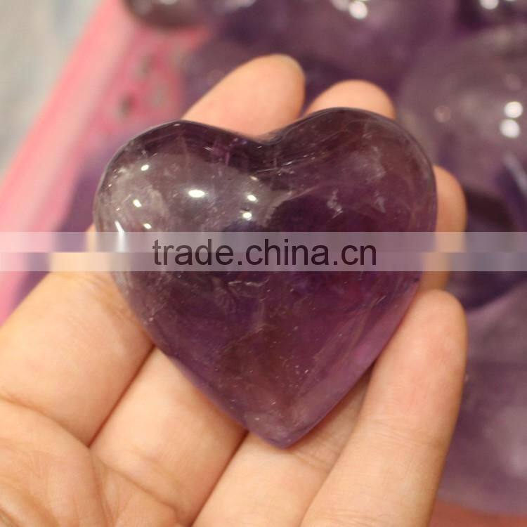 Natural carved amethyst heart shape quartz crystal stone hearts for gift