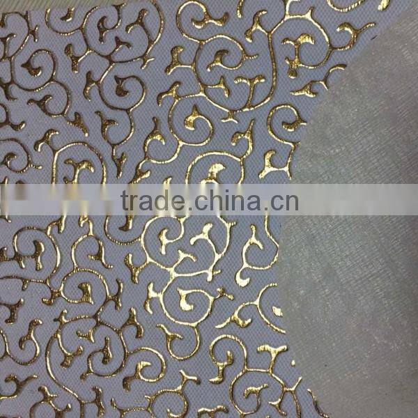 PVC leather for box cover surface printing metallic color with fashion design