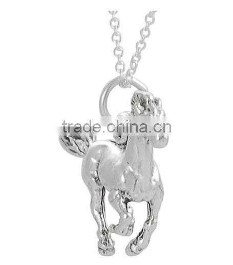 2014 Sterling Silver Running Horse Necklace with 18-inch Cable Chain