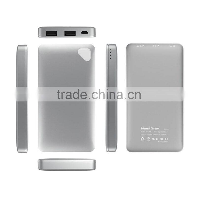 Shenzhen 10000mAh 2 USB Ports external battery Li-polymer Power bank QC 2.0 with OEM/ODM Manufacturer