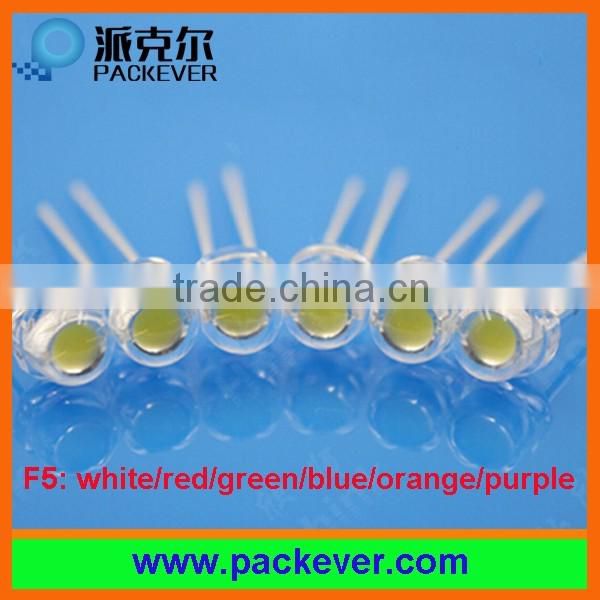 5mm 0.06W high brightness white color straw hat LED diodes F5